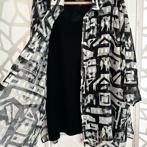 Plus Size Abstract Lightweight Sheer Shirt Oversized.